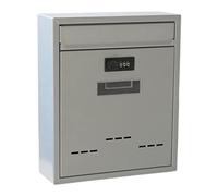 Grande boîte aux lettres murale avec serrure à code Boîte aux lettres Post Box Grande capacité Boîte aux lettres en fer étanche à la pluie, gris