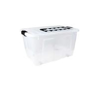 Plast Team 22290800 empilables Pratique, Grande Boite, Env. 70 L, avec roulettes et poignée Rabattable pour Tirer