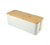 Grande boîte de rangement de câbles avec couvercle en bois, organiseur de câbles en plastique ABS 3 tailles pour bandes d'alimentation, prises et fils, boîte de dissimulation de câbles pour la maison
