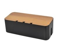 Grande boîte de rangement de câbles noire avec couvercle en bois pour cacher les câbles, multiprises pour téléviseurs, bureaux, maison, bureau