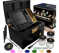 Grande boîte de rangement en bambou de qualité supérieure avec plateau amovible - Boîte de rangement en bois pour herbes et accessoires - Boîte de rangement avec serrure à combinaison - Récipient