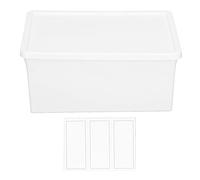 Grande Boîte de Rangement en Plastique avec Couvercle, Récipient d'organisation Empilable pour le Bureau à la Maison, Apparence élégante, Matériau Haut, Boucle Haut, Poignée de Traction,