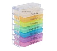 Grande boîte de rangement hebdomadaire pour médicaments avec 28 emplacements pour 4 doses quotidiennes, y compris sept récipients amovibles à code couleur pour un rangement facile en voyage