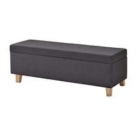 Grande boîte de rangement pliable avec pieds en bois, pouf carré multifonctionnel avec couvercles amovibles pour jardin et maison, 120 x 40 x 42 cm, beige