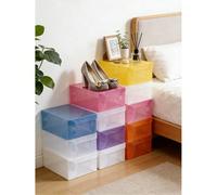 Grande boîte de rangement pour chaussures en plastique transparent avec couvercle rabattable et conception empilable renforcée - Mallette de transport robuste, convient pour les baskets, boîte à chaus