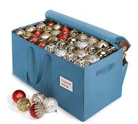 Grande boîte de rangement pour décorations de Noël, 4 niveaux pouvant contenir jusqu'à 128 décorations de vacances, 7,6 cm, sac d'accessoires de décoration de Noël avec double fermeture éclair,