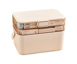 Grande boîte de rangement pour médicaments - Portable à trois couches - Boîte à médicaments extra large avec organisateur multi-compartiments - Armoire à pilule intérieure pour les premiers secours
