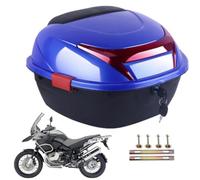 Grande boîte de rangement pour moto avec réflecteurs | Mallette de rangement pour vêtements, chaussures, chapeaux, réflecteurs, coffre de moto, grand format, bleu