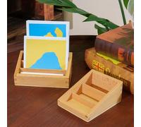 Grande boîte Montessori de qualité supérieure en trois parties - Boîte de rangement en bois de hêtre massif pour cartes de langue en 3 parties, plateau de tri et de classification, matériaux de vie