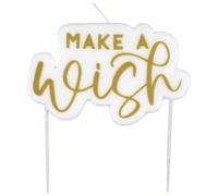 Grande bougie dorée « Make A Wish » - 1 pièce (12,5 cm) - Parfaite pour les anniversaires, mariages, anniversaires et célébrations