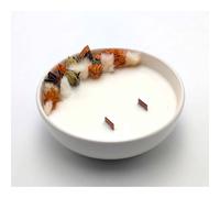 Grande bougie fleurs séchées marché de noël