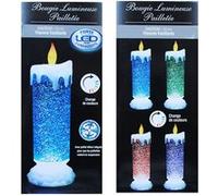 Bougie LED - FEERIC LIGHT & CHRISTMAS - Chandelle Pailletée - 24 cm - Couleurs Variées - Intérieur