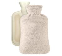 Grande bouillotte avec housse souple, chauffe-mains et pieds, toucher ultra doux, 2 L, sac d'eau chaude for soulager la douleur, le dos, le cou et la thérapie par la chaleur(Beige)
