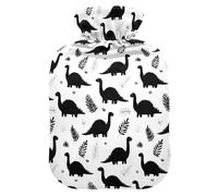 Grande bouillotte de 2 L avec housse en peluche douce en forme de dinosaure, bouchon à vis anti-fuite, idéal pour les sports d'hiver en plein air, le dos, le cou et les jambes, les douleurs