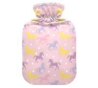 Grande bouillotte de 2 L avec housse en peluche douce - Silhouette de licorne - Bouchon à vis anti-fuite - Idéal pour les sports d'hiver en plein air - Douleurs musculaires et crampes