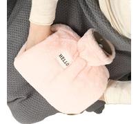 Grande bouillotte en caoutchouc avec housse en polaire - Étanche - Pour les mains, le cou, les épaules et le soulagement de la douleur des mains et des pieds - 1,2 l