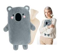 Grande bouillotte en caoutchouc de 2 l avec housse en peluche mignonne pour femmes, hommes et enfants