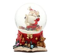 Grande Boule à Neige Père Noël avec Plume et liste de souhaits, avec Son, sur Socle décoré avec Soin, Dimensions (L x l x H) : 10 x 10 x 14 cm, diamètre de la Boule : 10 cm
