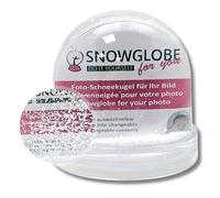 Grande boule à neige pour photo | Contenu : neige | L: 9 cm H: 8 cm | avec 2 images | Socle transparent | Boule à neige personnalisée pour cadre photo | 50000