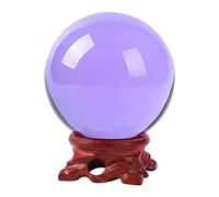 Grande boule de cristal violette avec support en bois rose et coffret cadeau pour photographie, diseur de fortune, Feng Shui, décoration de sorcellerie, criture, magique, orbe en cristal de quartz