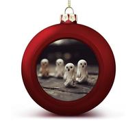 Grande boule de Noël 2025 incassable - Décoration de sapin de Noël - Fantôme blanc - Boules rouges à suspendre pour sapin de Noël