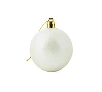 Grande Boule de Noël Blanche de 20 cm en PVC incassable avec Finition pailletée - Décorations festives à Suspendre pour Sapin de Noël - Ornement Rond pour décoration d'intérieur de Vacances