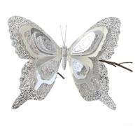 Grande boule de Noël en forme de papillon Doré/rouge (argenté) 25 cm