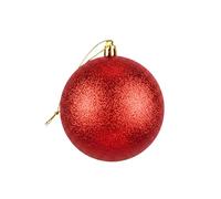Grande Boule de Noël Rouge en PVC incassable avec Finition pailletée - Décorations festives à Suspendre pour Sapin de Noël - Décoration Ronde pour décoration d'intérieur de Vacances