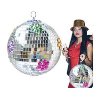 Grande Boule Disco-accessoire Miroir Argenté De 8 Pouces, Conception Réfléchissante Extérieure, Accessoire D'anneau Suspendu, Décoration De Fête | Convient Pour Bar Dj Club Scène Anniversaire Danse Fê