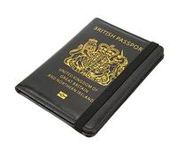 Grande-Bretagne Couverture de Passeport Multicard Antivol Etui de Passeport de Voyage étanche pour Carte d'identité, Support en Cuir PU Noir pour Neutre, Homme Femelle