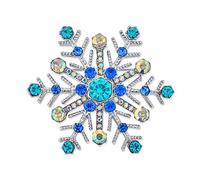 Grande Broche À Flocon De Neige Bleu Glacé En Cristal Pour Femmes Idéale Pour Les Fêtes De Fin D'Année Et L'Hiver En Alliage Rhodié