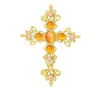 Grande broche croisée en strass pour événement, usage quotidien, matériaux en alliage, épingle à vêtements, attache sécurisée, accessoire de mariage, taille unique, Comme décrit