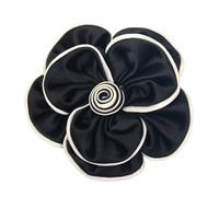 Grande broche en forme de fleur de camélia pour femme - Blanc et noir - Jolie grande fleur de camélia - Tendance et élégante - Accessoires de bijoux, Moyen, Acier allié, Pas de pierre précieuse