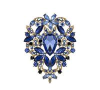 Grande broche vintage en cristal et strass en forme de feuille pour femme, couleur or