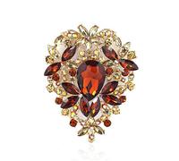 Grande broche vintage en cristal et strass en forme de feuille pour femme, couleur or