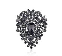 Grande broche vintage en cristal et strass en forme de feuille pour femme, couleur or