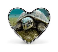 Grande broche vintage en forme de cœur, motif tortue, style ethnique tribal, accessoire de costume pour homme et femme, 2,5 cm, en émail léger, pour sacs à dos, chapeaux, sacs et cordons.