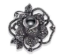 Grande broche vintage en strass noir avec nœud papillon fleur pour femme ornement 3#