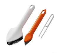 Grande brosse à récurer triangulaire avec poignée ergonomique et petite brosse et pince à épiler pour coins étroits et crevasses (blanc)