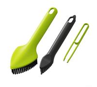 Grande brosse à récurer triangulaire avec poignée ergonomique et petite brosse et pince à épiler pour coins étroits et crevasses (vert)