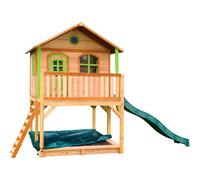 AXI Marc Maison Enfant avec Bac à Sable & Toboggan Vert | Aire de Jeux pour l'extérieur en marron & Vert | Maisonnette / Cabane de Jeu en Bois FSC