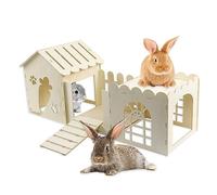Grande cachette en Bois pour Lapin, Cage Multi-Chambres, château en Bois, cabane de Jeu pour Lapin Nain, Cochon d'Inde, Chinchilla, hérisson, écureuil