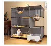 Grande Cage à Chat avec roulettes - Enclos intérieur avec bac à litière fermé for 1 à 2 Chats, Design Capsule Spatiale, Assemblage Facile