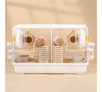 Grande cage à hamster à 2 étages avec accessoires pour hamsters nains syriens russes et gerbilles - Habitat pour souris - Blanc