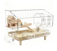 Grande Cage À Hamster Dorée, Structure En Couches, 45x28x34cm, Cage De Luxe Pour Hamster, Boîtier En Acrylique Transparent Pour Animaux De Compagnie, Habitat Spacieux Et Confortable, Pour La Surveilla