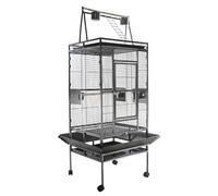 Grande cage à oiseaux avec plateau de jeu et support roulant, en fer forgé, idéale pour perroquets, conures, inséparables, calopsittes et perruches