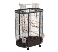 Grande Cage À Oiseaux avec roulettes for Calopsittes Et Conures, avec Couvercle Ouvrable(Black)