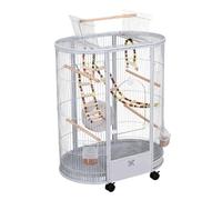 Grande Cage À Oiseaux avec roulettes for Calopsittes Et Conures, avec Couvercle Ouvrable(Grey)