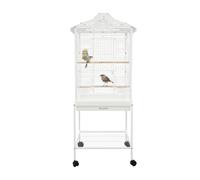 Grande cage à oiseaux pour perruches avec roulettes 122 cm, volière pour perruches et perroquets, ouverture de toit libre, tiroir coulissant, gamelles, volière intérieure avec compartiment de