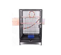 Grande cage à oiseaux solide en acier inoxydable avec échelle à suspendre et plateau de transport d'oiseaux noir (A)